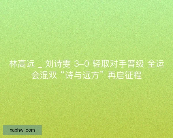 林高远 _ 刘诗雯 3-0 轻取对手晋级 全运会混双 “诗与远方” 再启征程